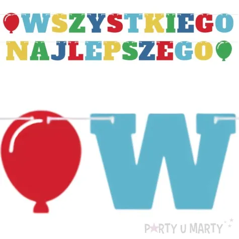 baner wszystkiego najlepszego 2 balony mix godan 3 m