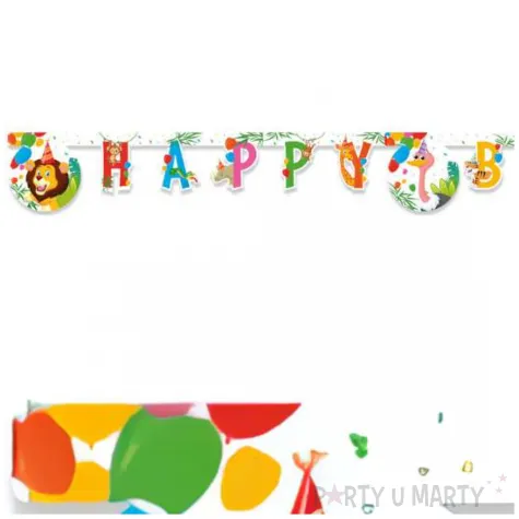 baner zwierzeta safari happy birthday procos 200 cm