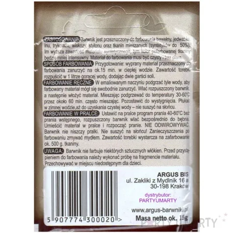 barwnik do tkanin bez gotowania czarny argus 15 g