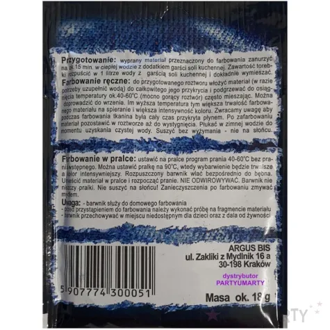 barwnik do tkanin jeans czarny argus 15 g