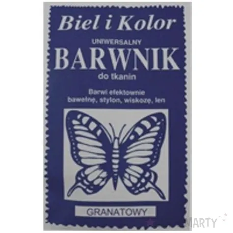 barwnik do tkanin motyl granatowy biel i kolor 10 g