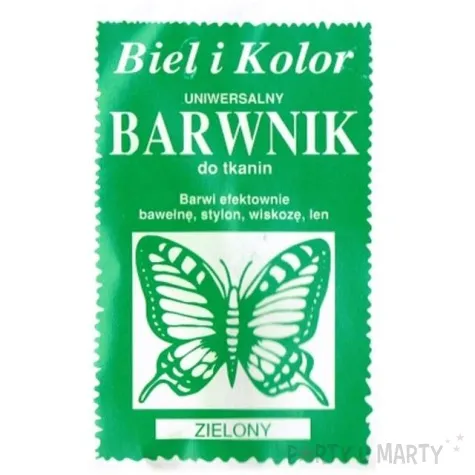barwnik do tkanin motyl zielony biel i kolor 10 g