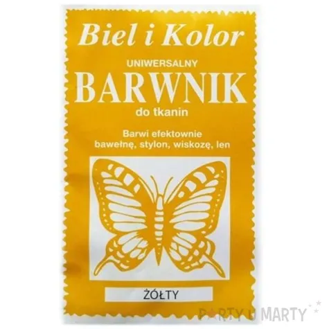 barwnik do tkanin motyl zolty biel i kolor 10 g