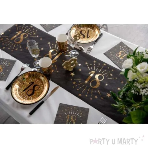 bieznik 18 urodziny czarno zloty santex 500 x 30 cm