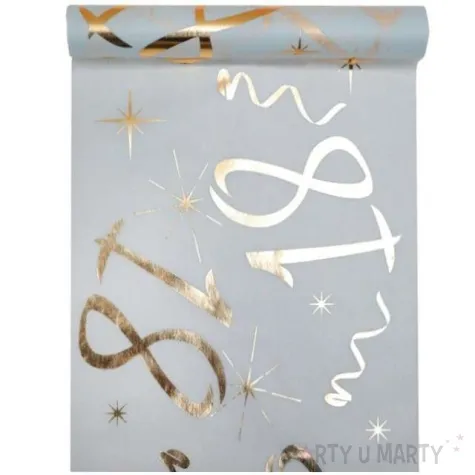 bieznik 18 urodziny zlote bialy santex 500 x 30 cm