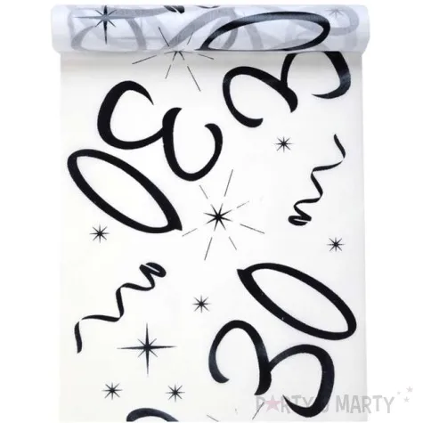 bieznik 30 urodziny bialy santex 500 x 30 cm