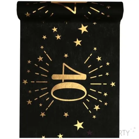 bieznik 40 urodziny czarno zloty santex 500 x 30 cm