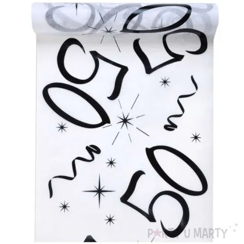 bieznik 50 urodziny bialy santex 500 x 30 cm