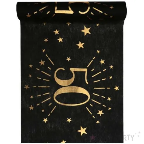 bieznik 50 urodziny czarno zloty santex 500 x 30 cm