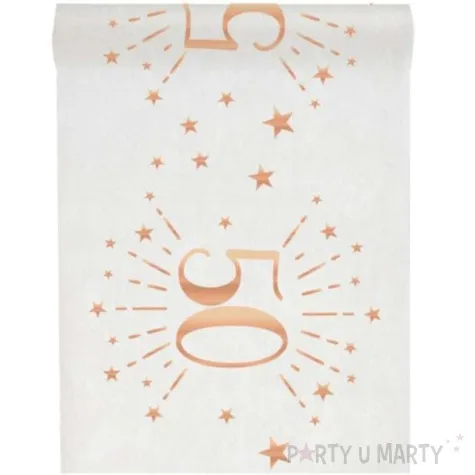 bieznik 50 urodziny rozowe zloto bialy santex 500 x 30 cm