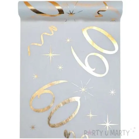 bieznik 60 urodziny zlote bialy santex 500 x 30 cm