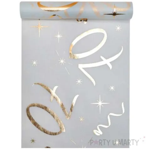 bieznik 70 urodziny zlote bialy santex 500 x 30 cm