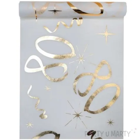 bieznik 80 urodziny bialo zloty santex 500 x 30 cm