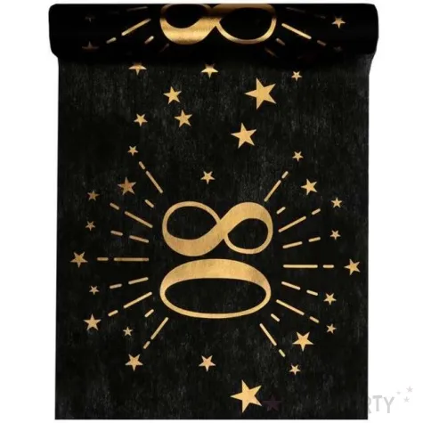 bieznik 80 urodziny czarno zloty santex 500 x 30 cm