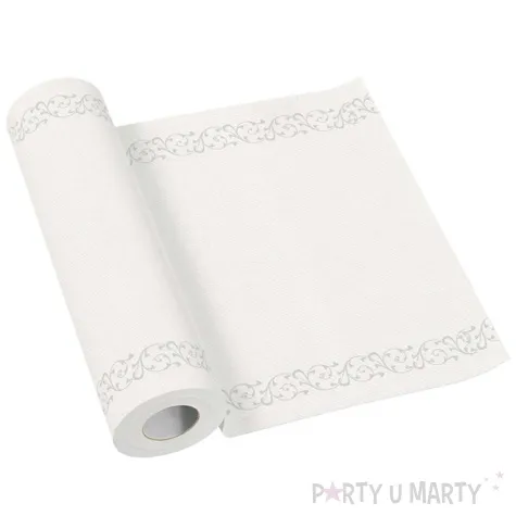 bieznik airlaid elegancki ornament srebrny paw 24m 40 cm