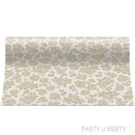 bieznik airlaid eleganckie roze zloty paw 24m 40 cm