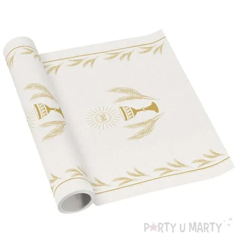 bieznik airlaid kielich z hostia bialo zloty paw 5 m 40 cm