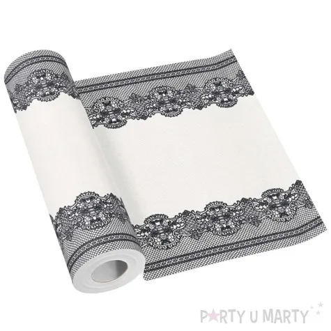 bieznik airlaid koronka czarny paw 40 cm 50 szt