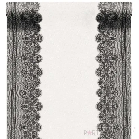 bieznik airlaid koronka czarny paw 40 cm 50 szt