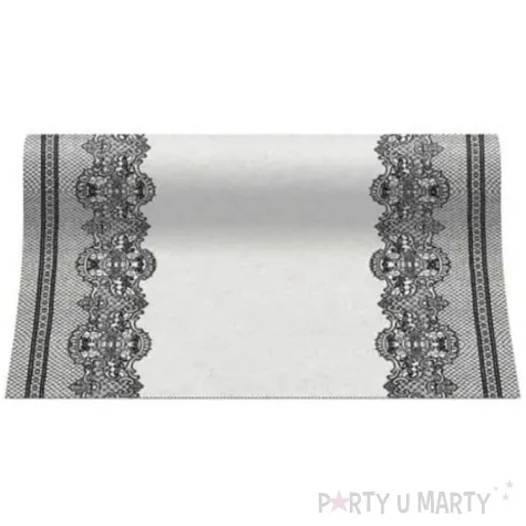 bieznik airlaid koronka czarny paw 40 cm 50 szt