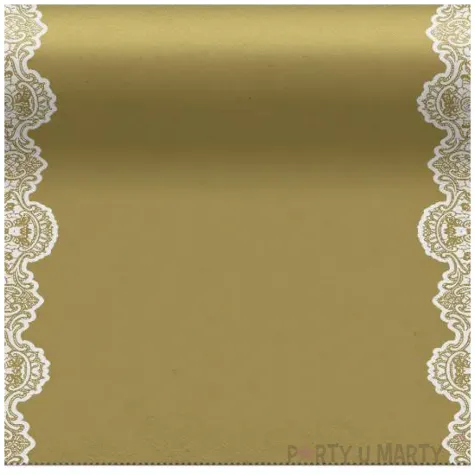 bieznik airlaid ornament zloty bialy paw 500 x 40 cm