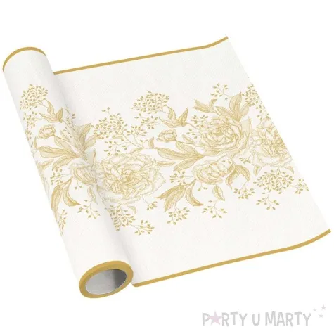 bieznik airlaid roze bialy zloty paw 500 x 40 cm