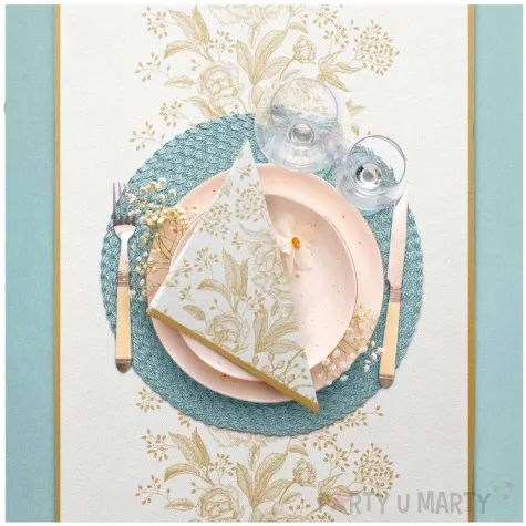 bieznik airlaid roze bialy zloty paw 500 x 40 cm