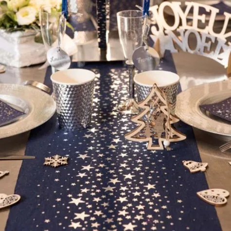 bieznik gwiazdki metaliczne granatowy santex 300 x 28 cm