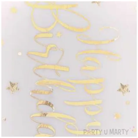 bieznik happy birthday bialo zloty santex 500 x 30 cm