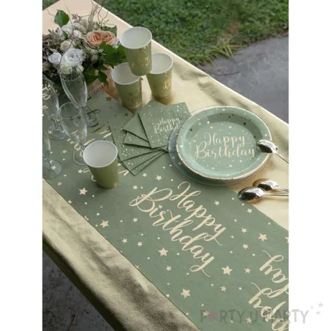 bieznik happy birthday kraft oliwkowy santex 500 x 28 cm