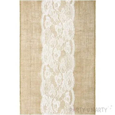 bieznik jutowy z koronka partydeco 275 x 28 cm