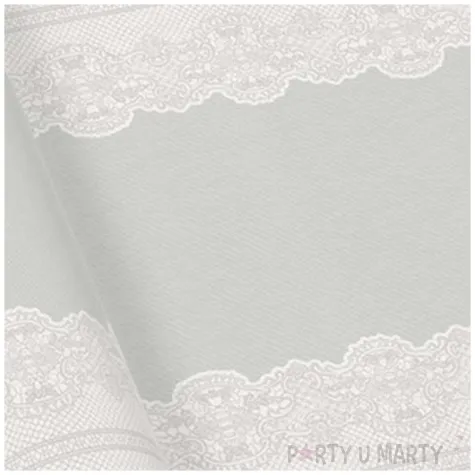 bieznik koronkowa ramka srebrny paw 40x2400cm