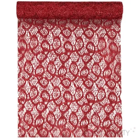 bieznik koronkowy czerwony poliester santex 500 x 28 cm