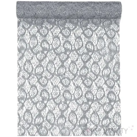bieznik koronkowy srebrny poliester santex 500 x 28 cm