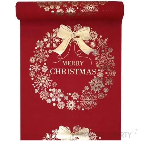 bieznik merry christmas czerwony santex 300 x 28 cm