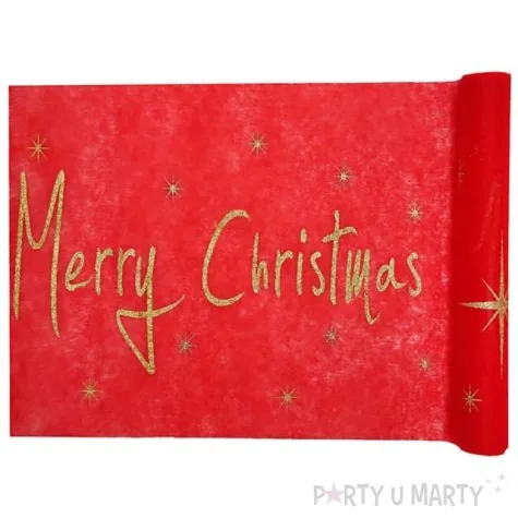 bieznik merry christmas czerwony santex 500 x 30 cm