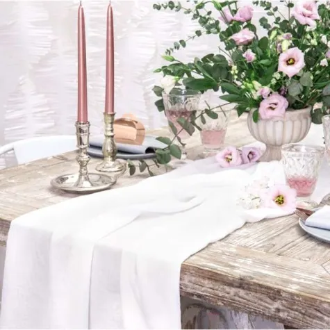 bieznik muslinowy kremowy jasny partydeco 500 x 70 cm