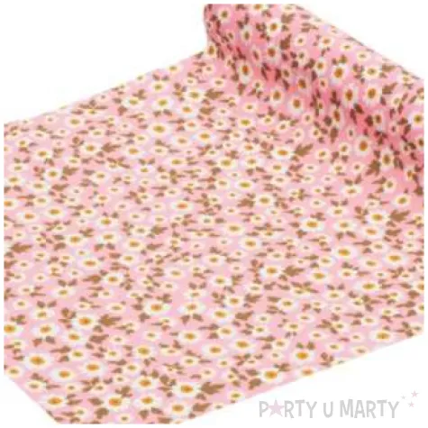 bieznik poliestrowy polne kwiatki rozowy chaks 300 cm