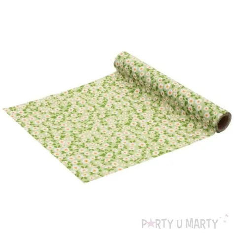 bieznik poliestrowy polne kwiatki zielony chaks 300 cm