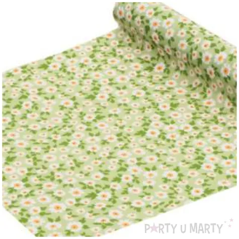 bieznik poliestrowy polne kwiatki zielony chaks 300 cm