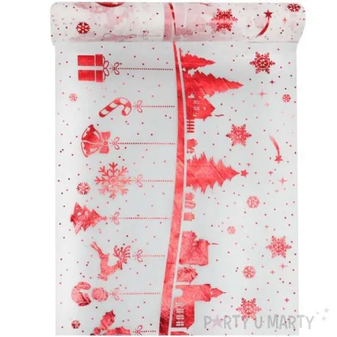 bieznik swiateczna wioska czerwony santex 500 x 30 cm