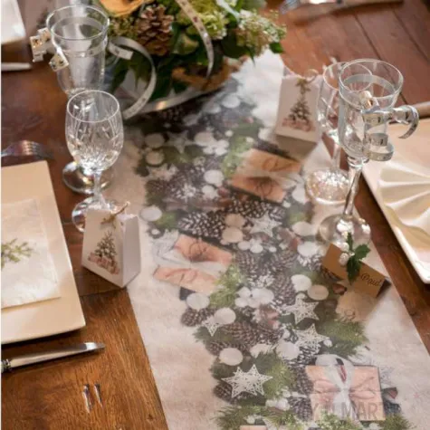 bieznik swiateczny stroik bialy santex 500 x 30 cm