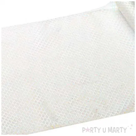 bieznik tiulowy w luski bialy partydeco 300 x 36 cm