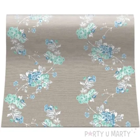 bieznik turkusowe drobne kwiatki paw 480x33 cm