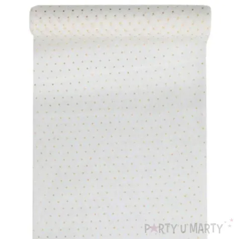 bieznik zlote grochy bialy santex 26 x 300 cm