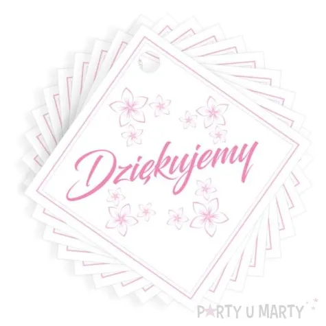 bileciki dziekujemy kwiatki rozowe 5 5x5 5 cm 10 szt