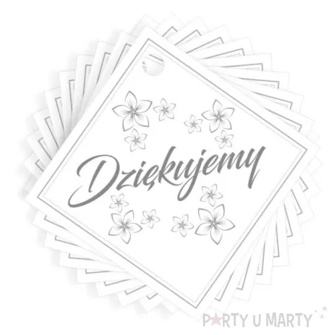 bileciki dziekujemy kwiatki srebrne 5 5x5 5 cm 10 szt
