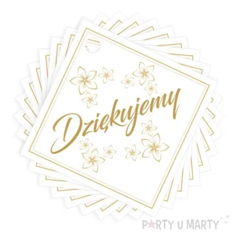 bileciki dziekujemy kwiatki zlote 5 5x5 5 cm 10 szt