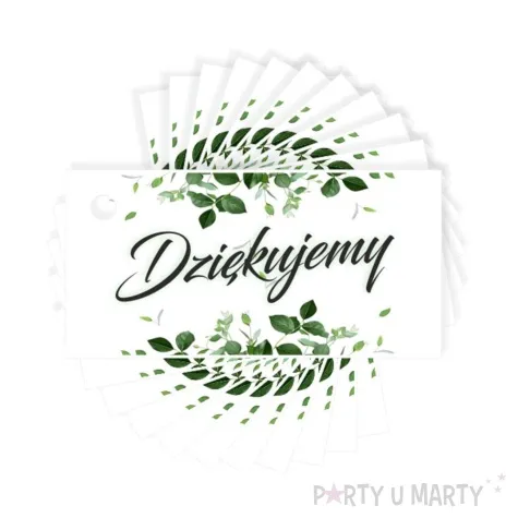 bileciki dziekujemy listki biale 6x3 cm 10 szt