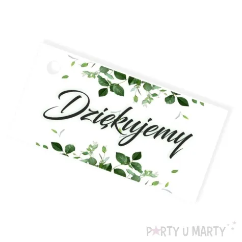 bileciki dziekujemy listki biale 6x3 cm 10 szt